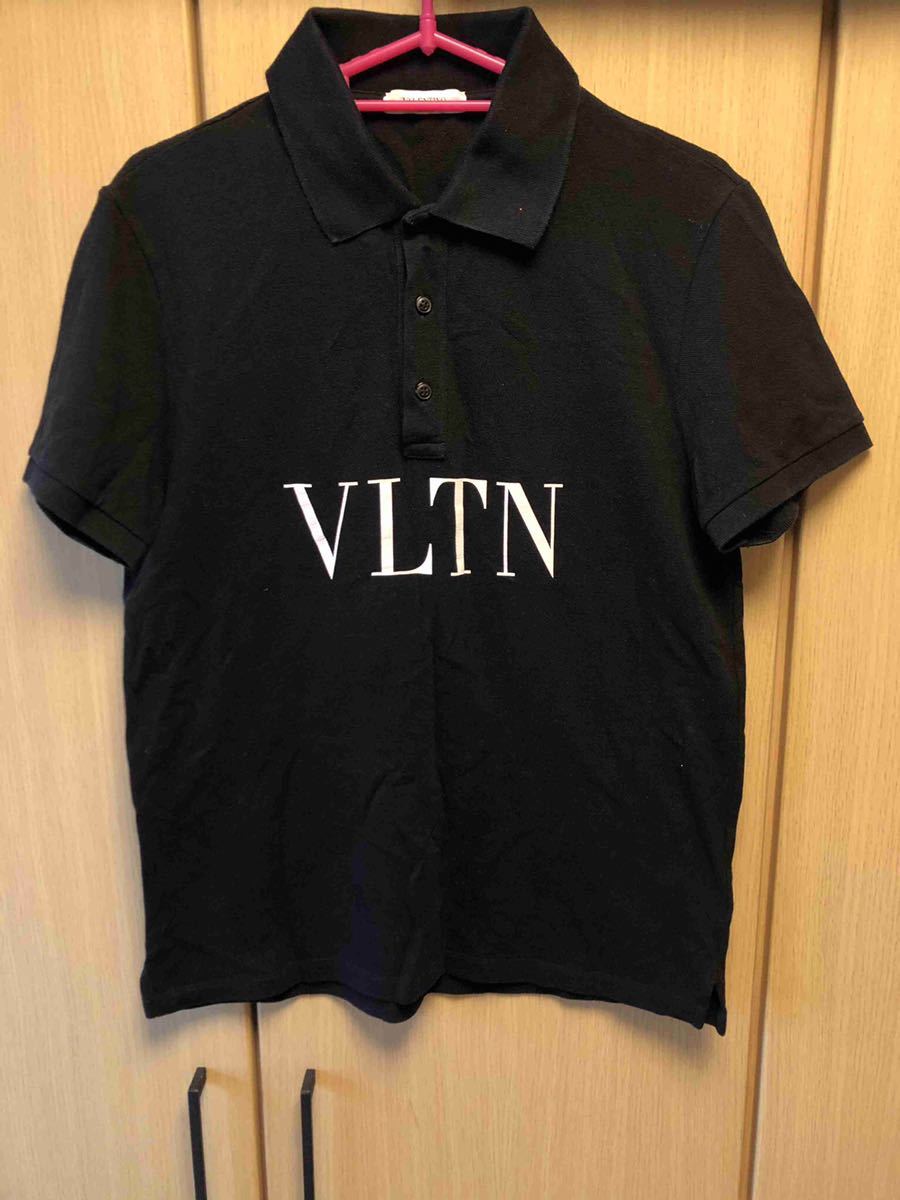 正規 19SS Valentino ヴァレンティノ VLTN ロゴ 鹿子 ポロシャツ 黒 S RV3MH02547G