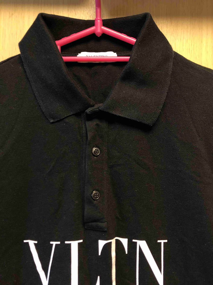 正規 19SS Valentino ヴァレンティノ VLTN ロゴ 鹿子 ポロシャツ 黒 S RV3MH02547G_画像2