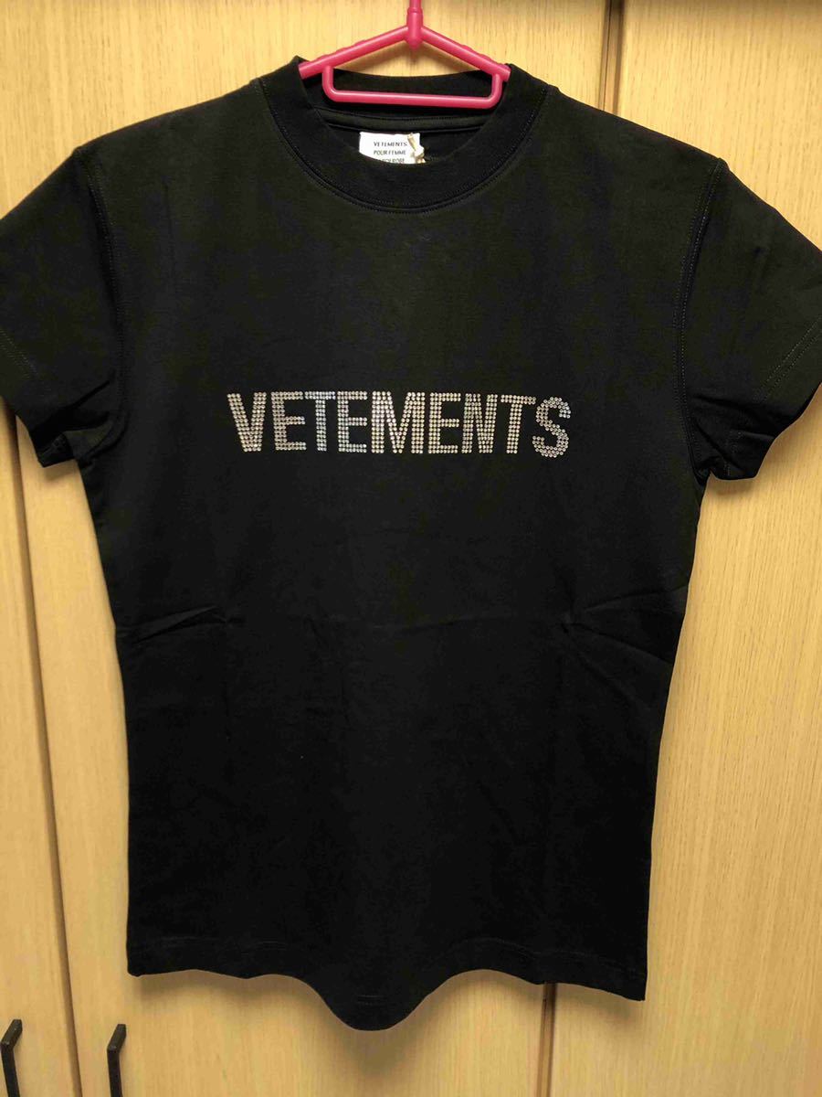 正規 新品 20AW VETEMENTS ヴェトモン RHINESTONE ラインストーン ロゴ レディース Tシャツ XL WAH21TR523