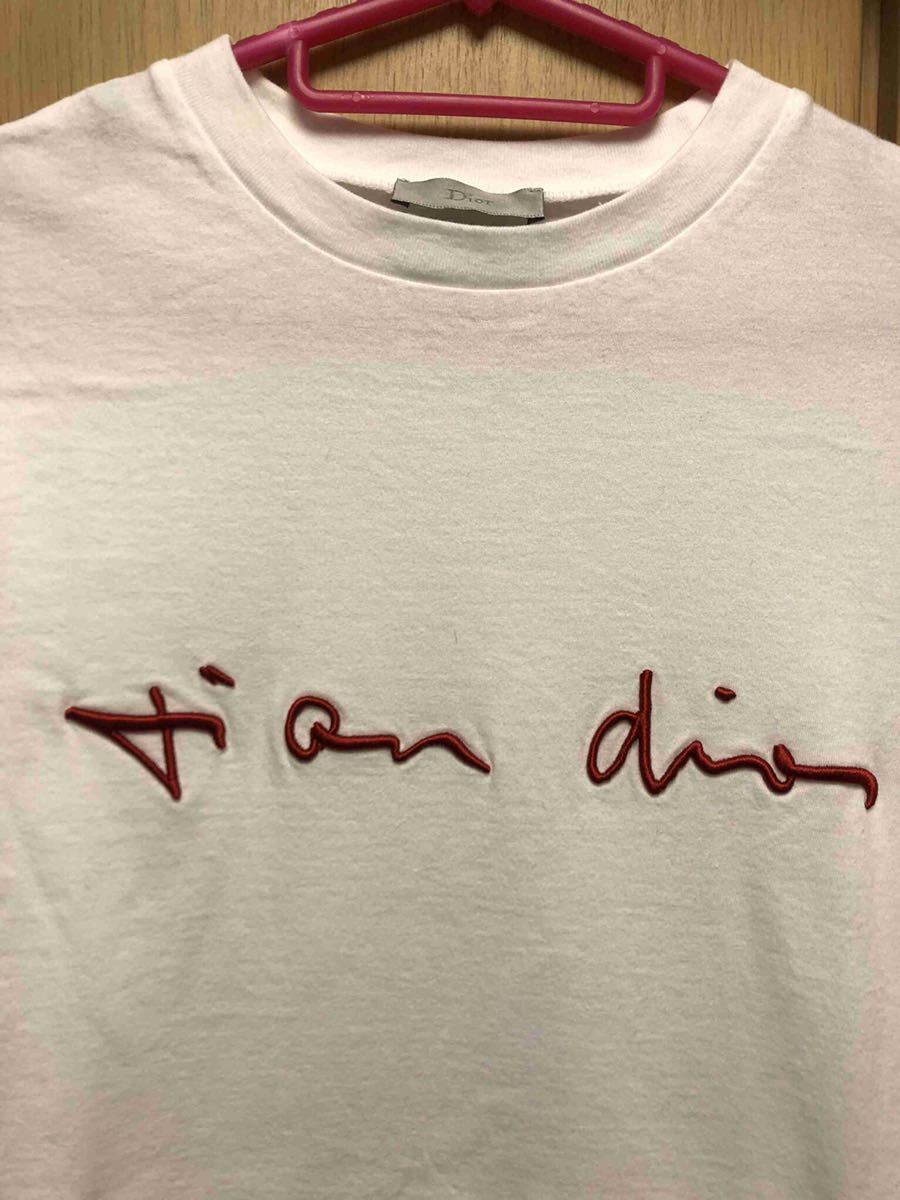 正規 16SS Dior Homme ディオールオム クリスヴァンアッシュ サイン ロゴ エンブロイダリー 刺繍 Tシャツ カットソー XXXS  633J654W5411