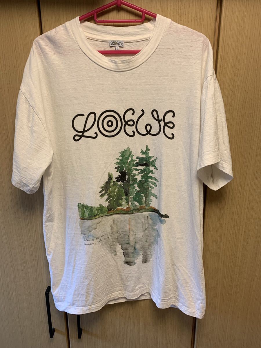 最高級 ロエベ LOEWE 18AW 正規 ロゴ A-28003861 M 白 Tシャツ