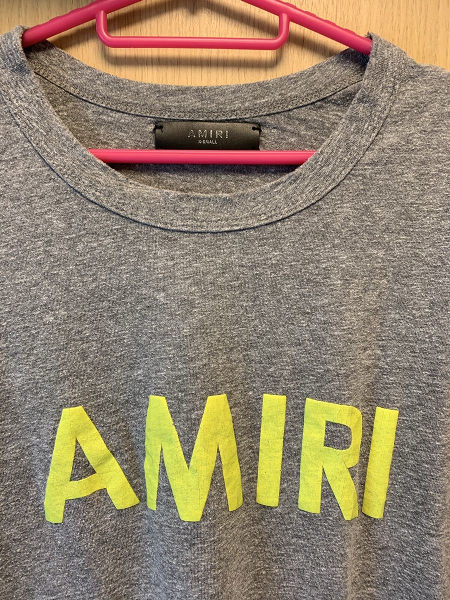国内正規 18SS AMIRI アミリ 蛍光 ロゴ 霜降り Tシャツ 灰 XS サザビー