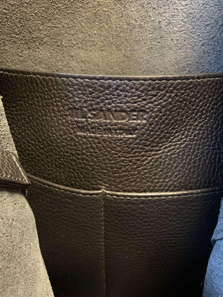 正規 JIL SANDER ジルサンダー グレイン レザー ショルダー トート