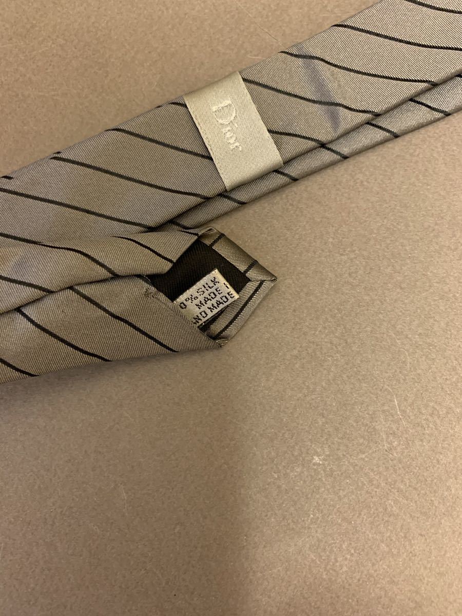 正規 Dior Homme ディオールオム レジメンタル ナロータイ 灰黒