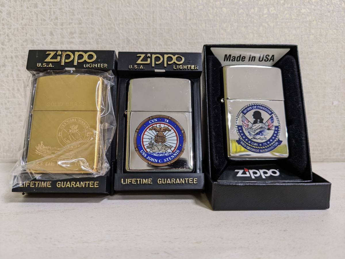 IK-3.186 【1円~】 Zippo 3点 未使用 新品 USS CVN-70 CVN-73 CVN-74
