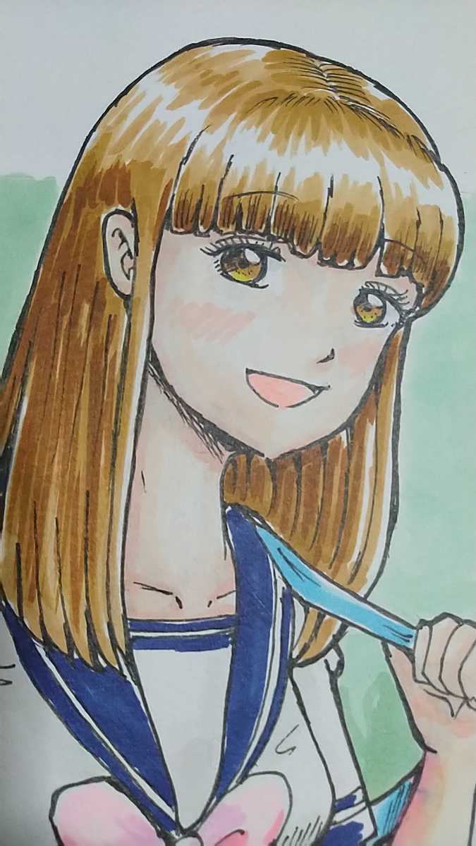 手描きイラスト B5セーラー服の女の子_画像2