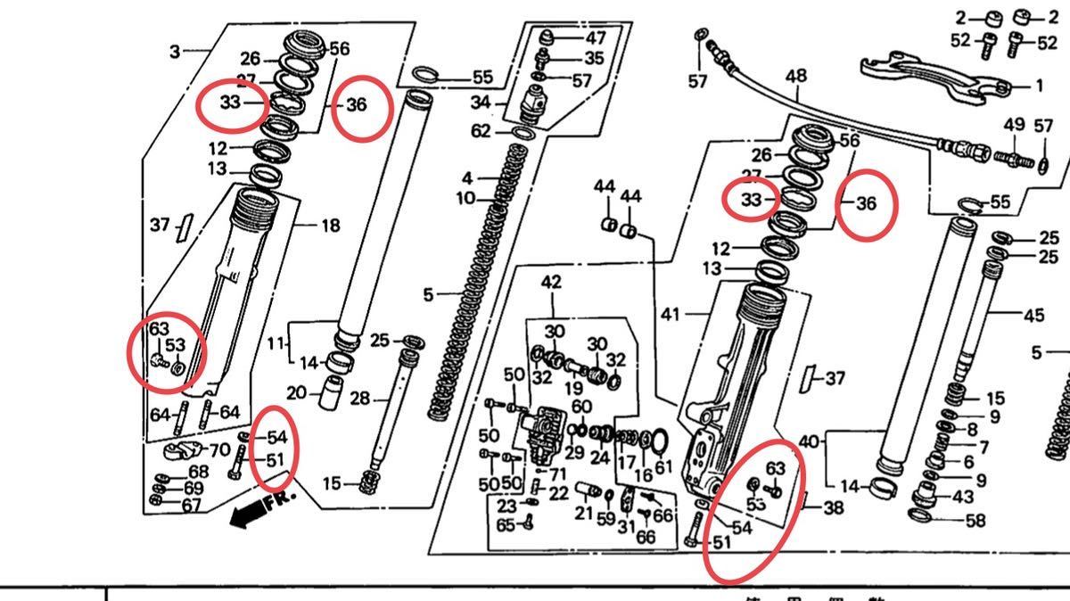 【送料無料】ホンダ純正CBX400F CBX550F フロントフォークオーバーホールキット(オイルシール ダストシール 35mm 35φ BEET サス ステム)