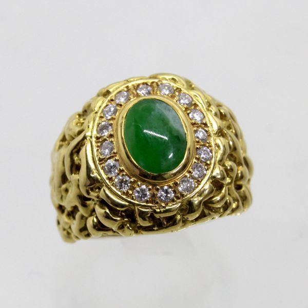定番のお歳暮&冬ギフトの商品をすべ ◎中古美品◎18金 ヒスイ 1.12ct ダイヤ 0.40ct メンズリング 16号 ゴールド