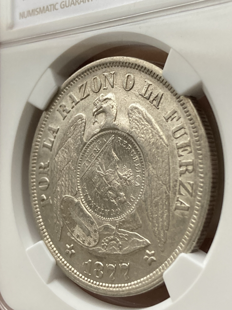 代引き不可】 1894年 グアテマラ ペソ 1 2R 大型銀貨 NGC AU58 古銭