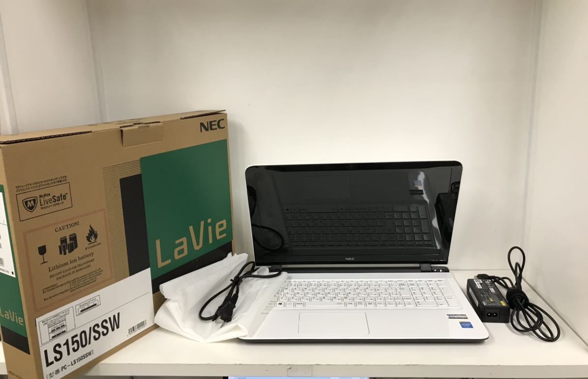 NEC LaVie LS150/S PC-LS150SSW Windows 8.1 Celeron 2957U 1.40GHz 8GB HDD  750GB ノート型パソコン ホワイト
