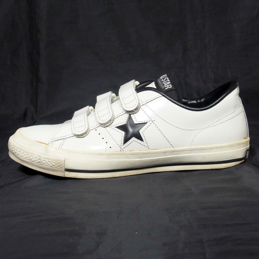 即決★日本製 CONVERSE★28cm ベルクロワンスター コンバース メンズ 9.5 レザースニーカー 白 黒 本革 オールスター 本皮 廃盤