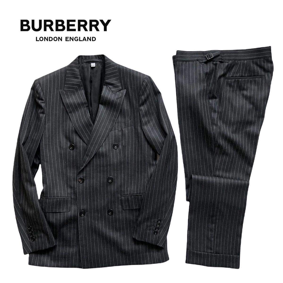 極美品 現行タグ BURBERRY LONDON ENGLAND ダブルブレスト ストライプ
