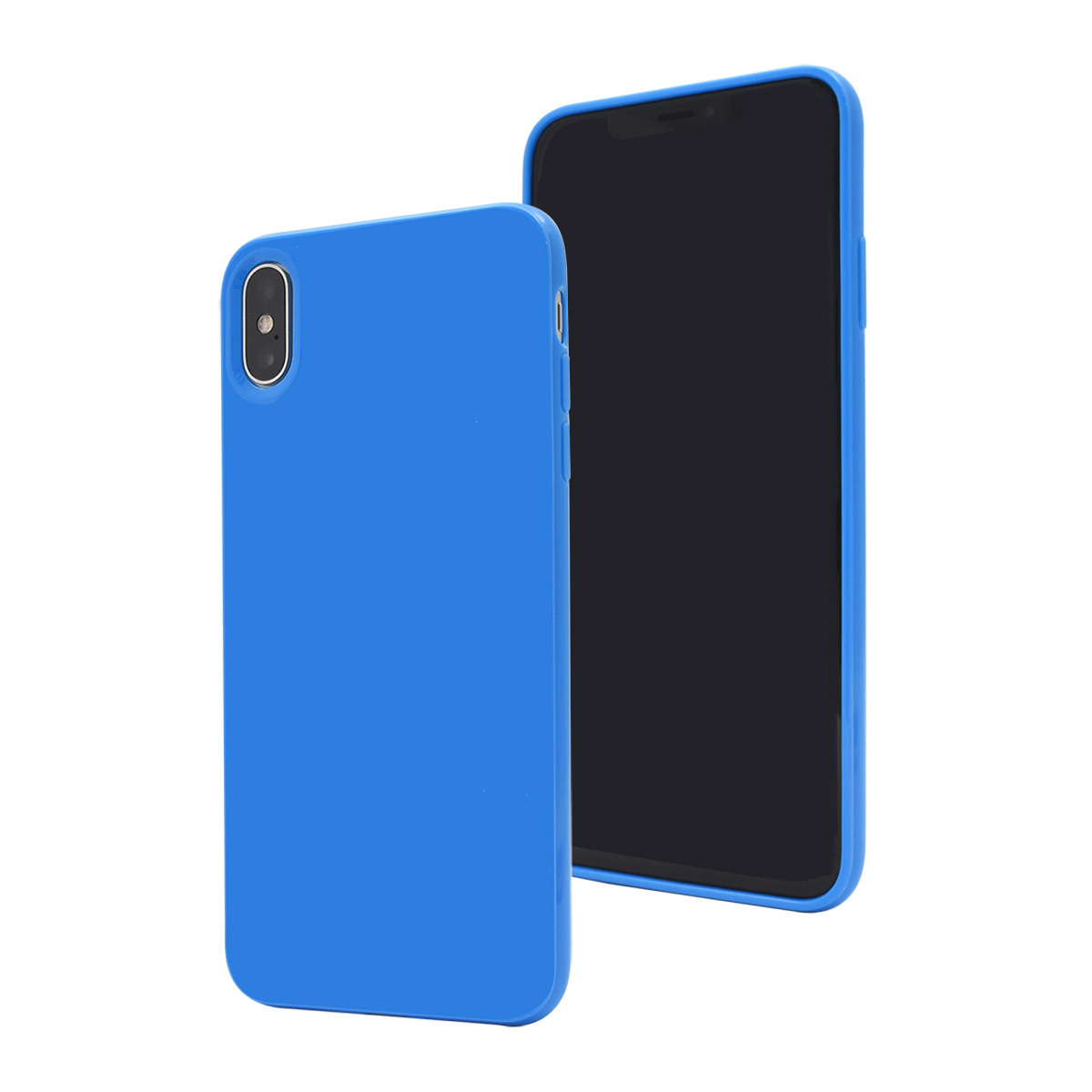 iPhone XS Max■ケース カバー アイフォン テンエスマックス 新品 tpu ソフト 背面 バックカバー 無地 シンプル ブルー