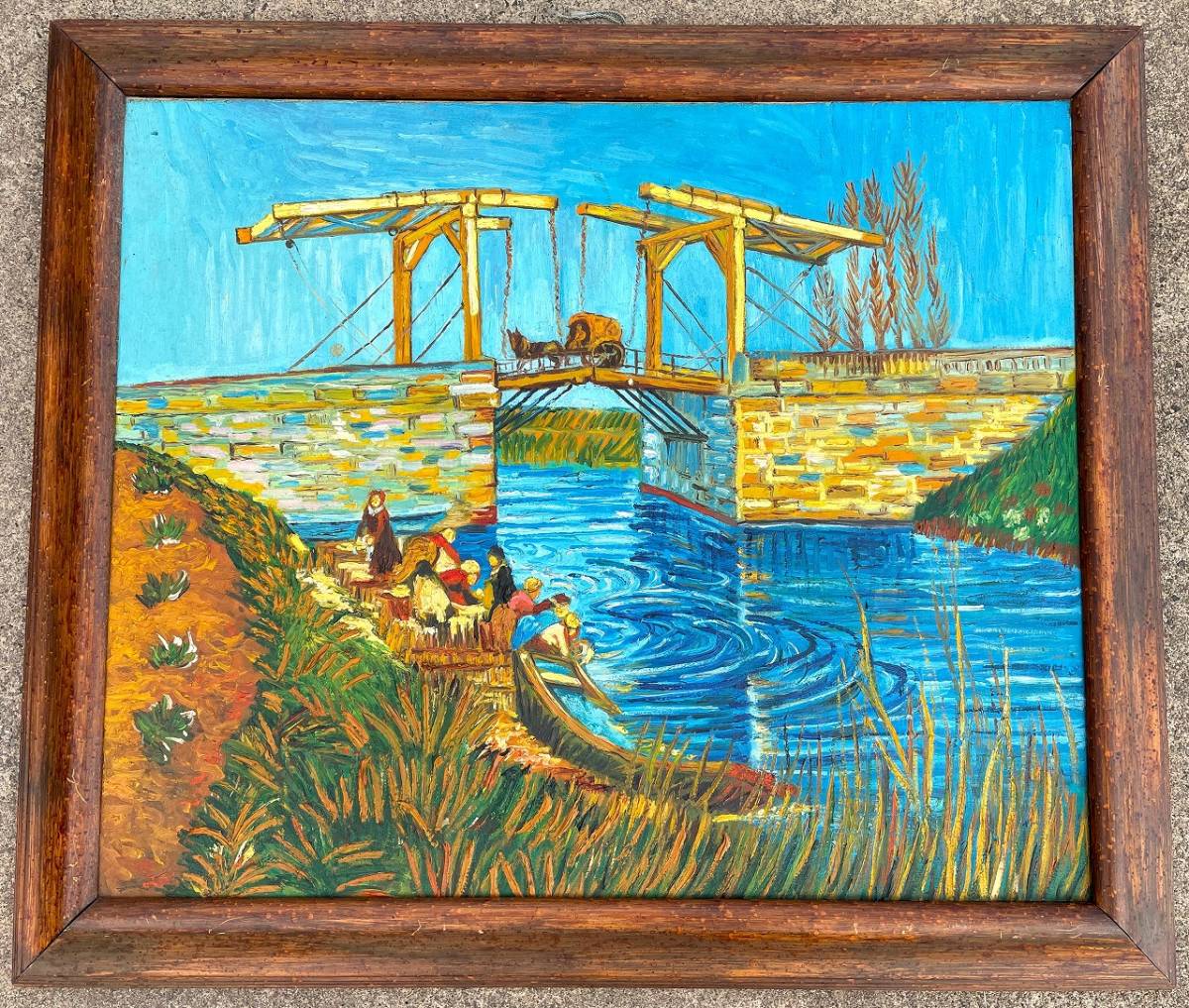 ゴッホ F20 特大 アルルの跳ね橋 ラングロワ橋 クレラー・ミュラー美術館 Vincent Van Gogh 手描き 油絵 複製画 模写 レプリカ 肉筆 絵画_画像1