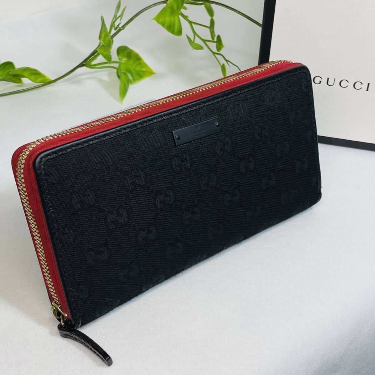 美品〕GUCCI グッチ GGキャンバス ラウンドファスナー 長財布 GUCCI