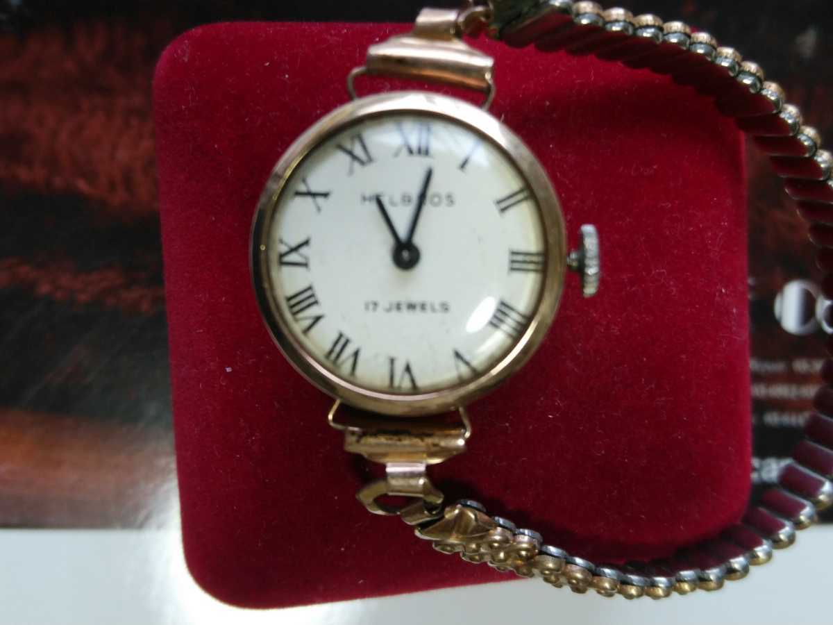 アンティーク　 HELBROS ヘルブロス 　レディース　18ｋ無垢　　手巻 腕時計