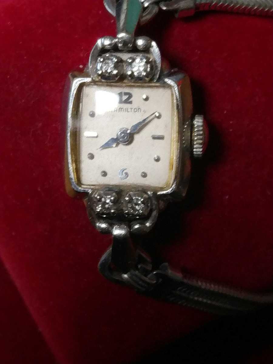 ハミルトン 14K ダイヤ 手巻 レディース 腕時計 ビンテージ