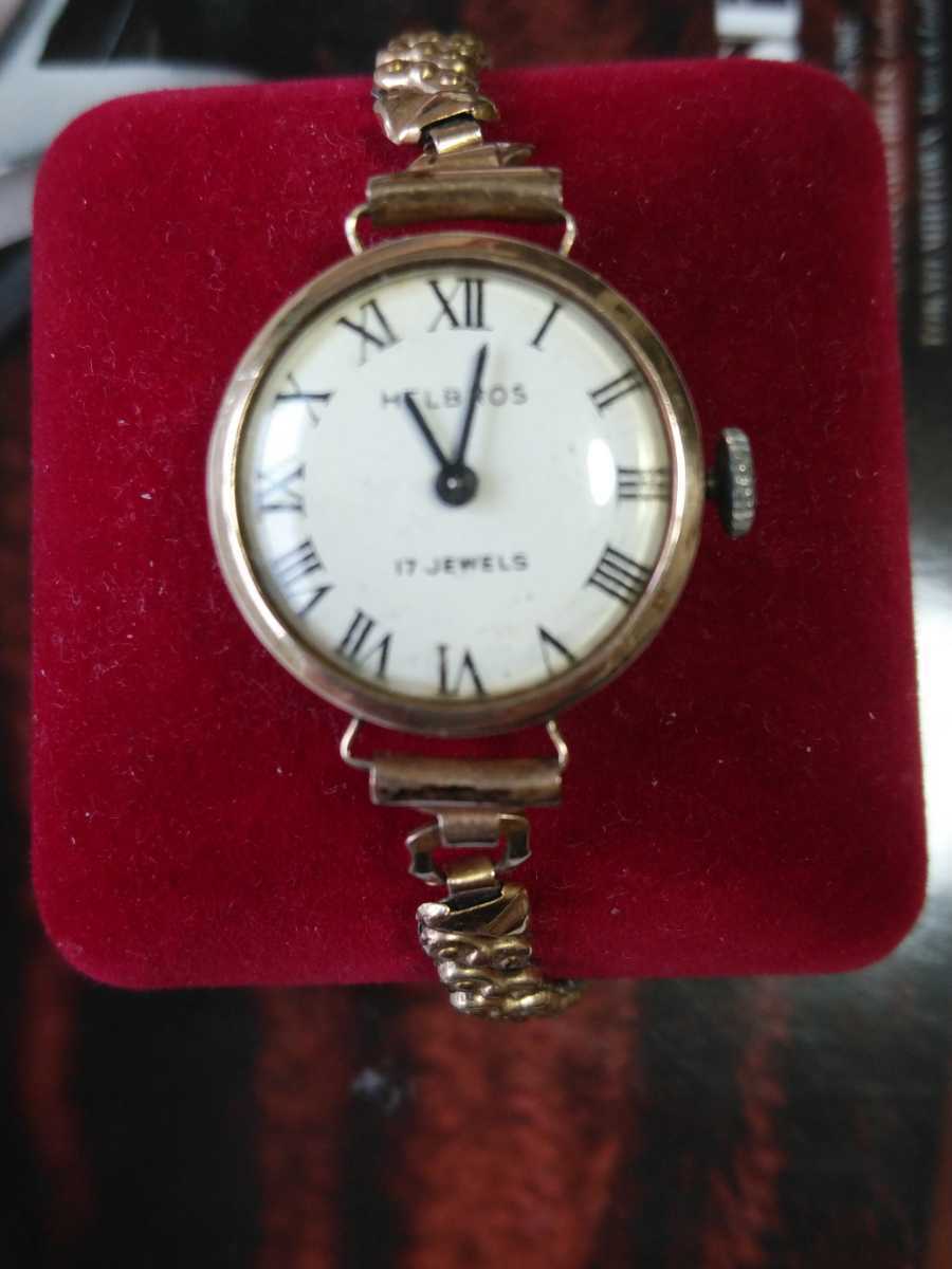 高い品質 アンティーク HELBROS 腕時計 レディース 18ｋ無垢 手巻