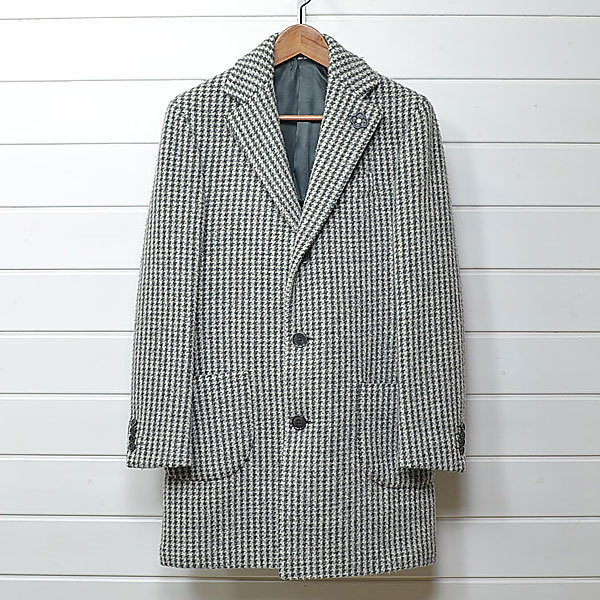 税込) LARDINI ラルディーニ チェスターコート ハウンズトゥース 千鳥