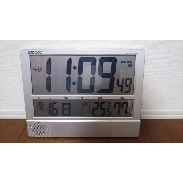 お見舞いSEIKO セイコー クロック 温度、湿度表示付 SQ789W 電波置き時計 置き時計・掛け時計