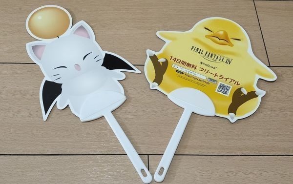  Final Fantasy XIV.. Chocobo Moug li веер "uchiwa" комплект TGS2016 не продается FINAL FANTASY SQEXskeniFF14