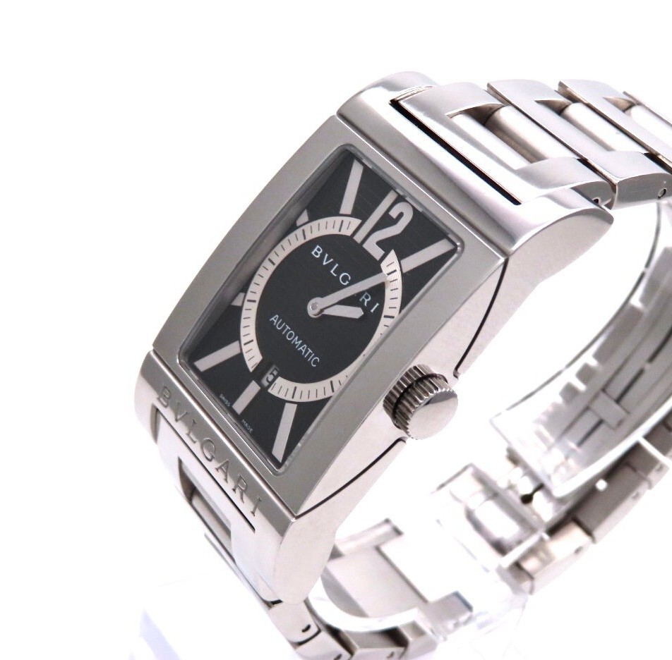 BVLGARI】ブルガリ 時計 'レッタンゴロ' 後期モデル ブラック 美品