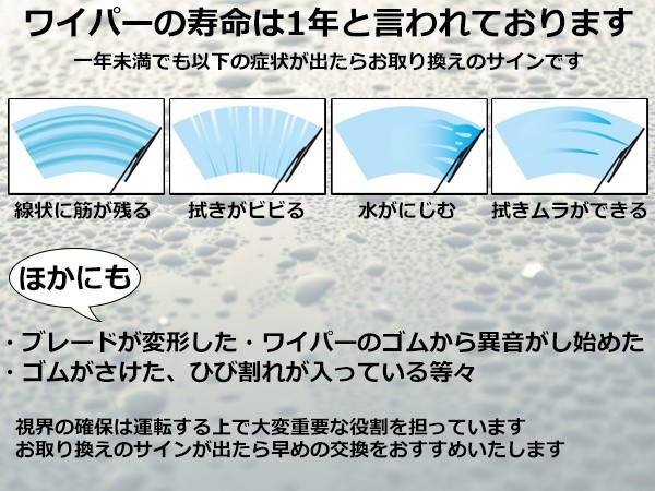 エアロワイパー マーチ AK/ANK/FHK/HK/K/WAK/WK11 2本セット 日産 ワイパーブレード ブラック 黒 替えゴム 純正交換式 U字フック_画像4