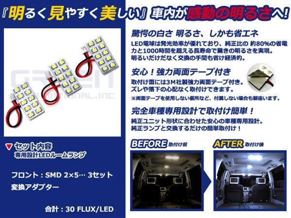 【メール便送料無料】 LEDルームランプ シャリオグランディス N84W H9.10～H15.4 30発【三菱 SMD 室内灯 ルームランプ ホワイト 白_画像2