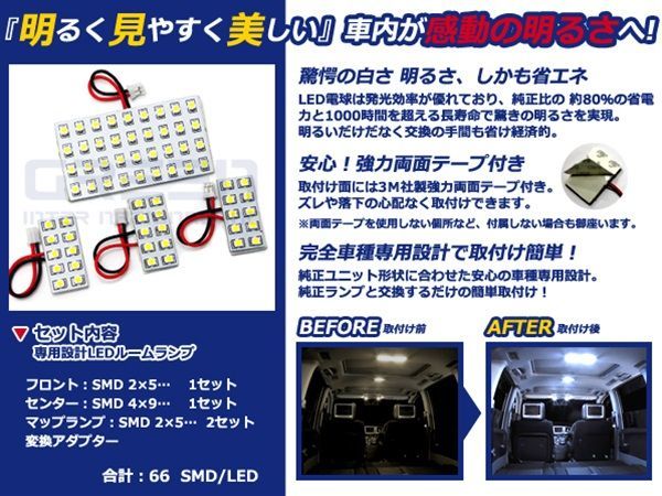 【メール便送料無料】 LEDルームランプ ハリアー(ハリヤー) MCU30/ACU30系 H15～ 66発【トヨタ SMD 室内灯 ルームランプ ホワイト 白_画像2