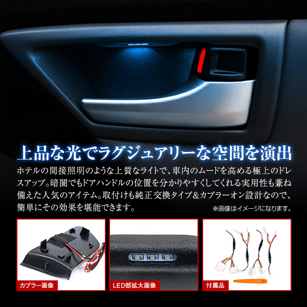 【送料無料】 LED ドアハンドル イルミネーション トヨタ プリウス ZVW30系 インサイド ブルー 青 インナーランプ 増設キット_画像2