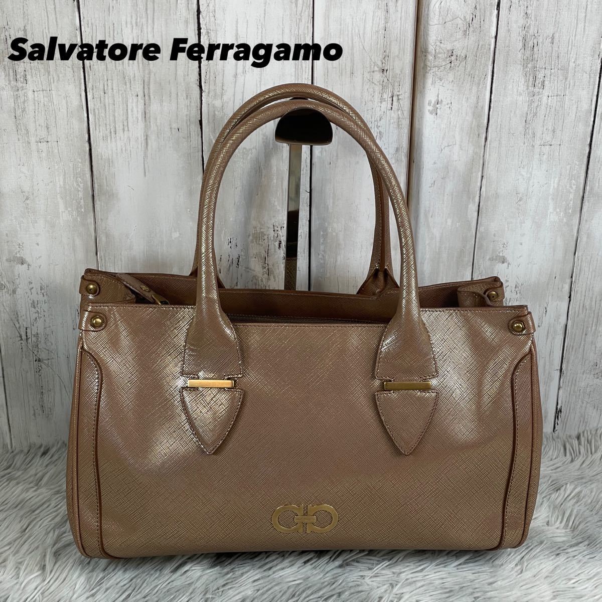美品 Ferragamo フェラガモ トートバッグ ハンドバッグ ガンチーニ
