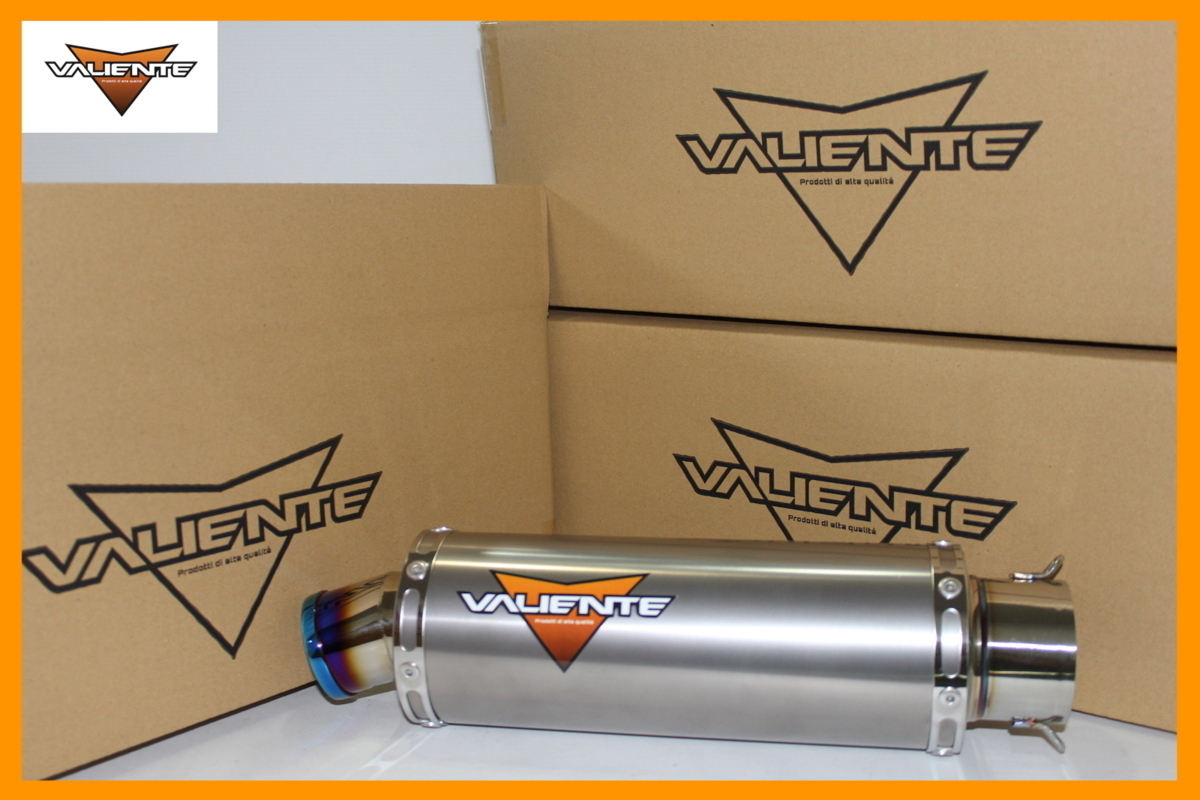 Valiente (バリエンテ) 汎用チタンサイレンサー バイクマフラー 100Φ×450mm 差込60.5Φ用 ブルーカラー その他