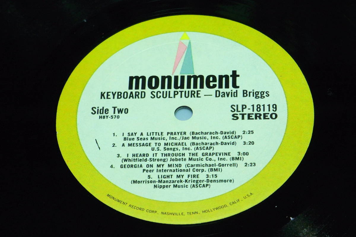 米オリジ DAVID BRIGGS KEYBOARD SCULPTURE（1969）SOULFUL STRUTカバー★US MONUMENT ORIG LP★SLP18119 ナッシュビルAチーム_画像3