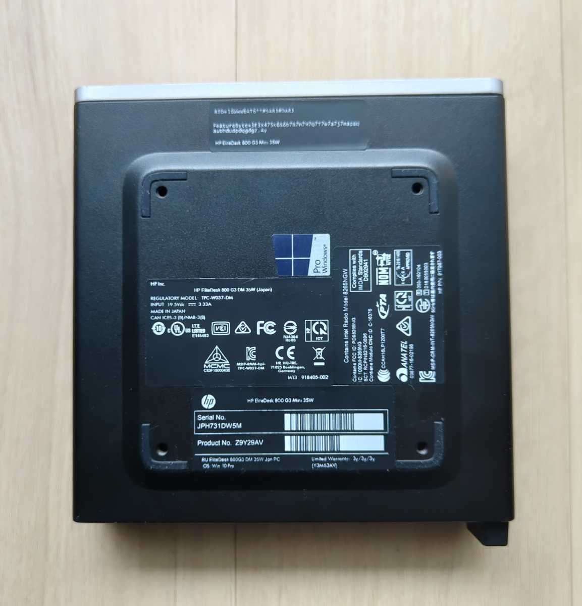 ミニPC HP EliteDesk 800 G3 Core i7-6700T メモリ8GB M.2 Nvme 250GB