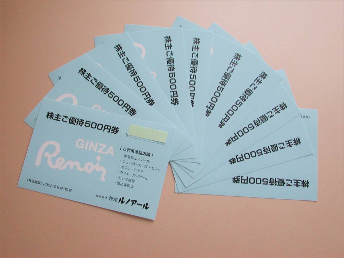 [ Ginza ru noire ] stockholder complimentary ticket 5,000 jpy minute (500 jpy ticket ×10 sheets ) unused Cafe * Miyama new yo- The Cars * Cafe 