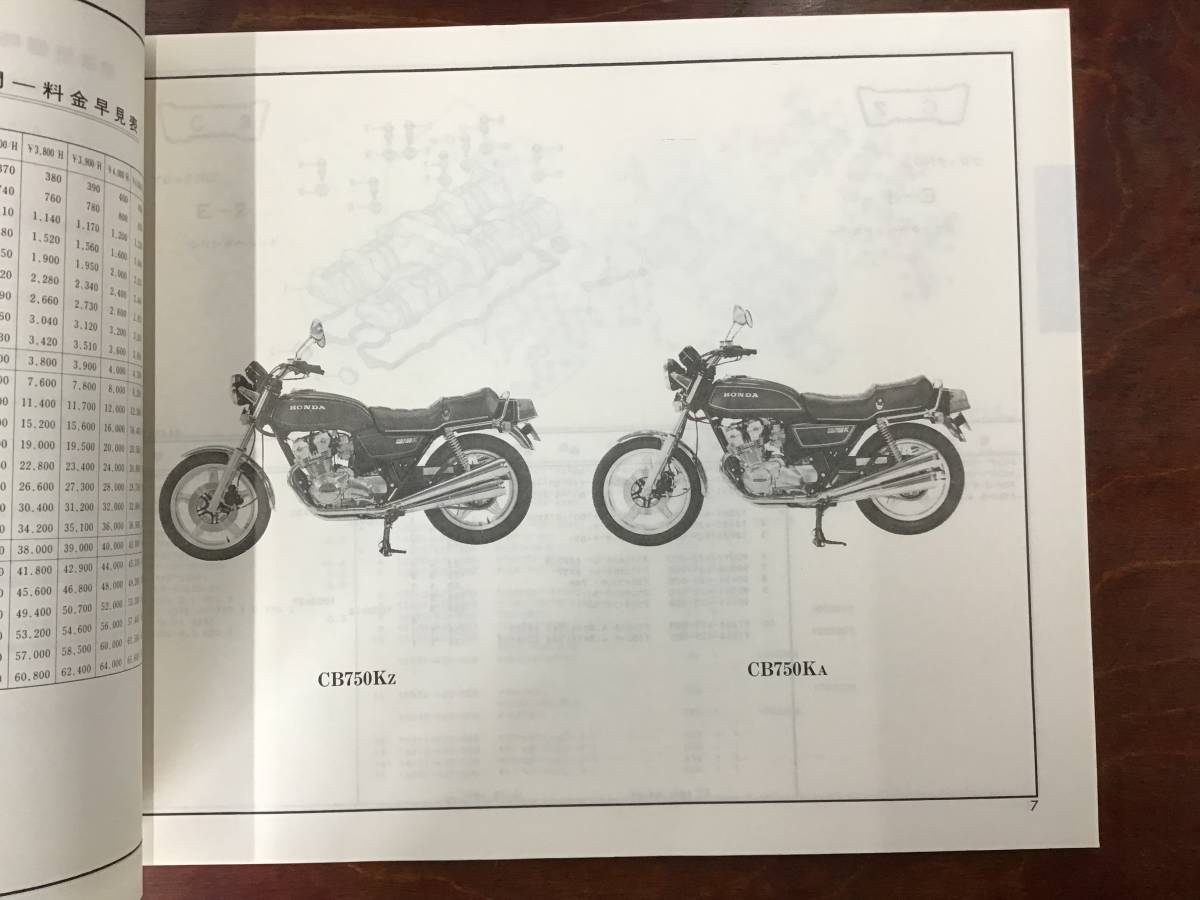 ★HONDA★ CB750　KA/KZ　パーツリスト 3版　ホンダ_画像2