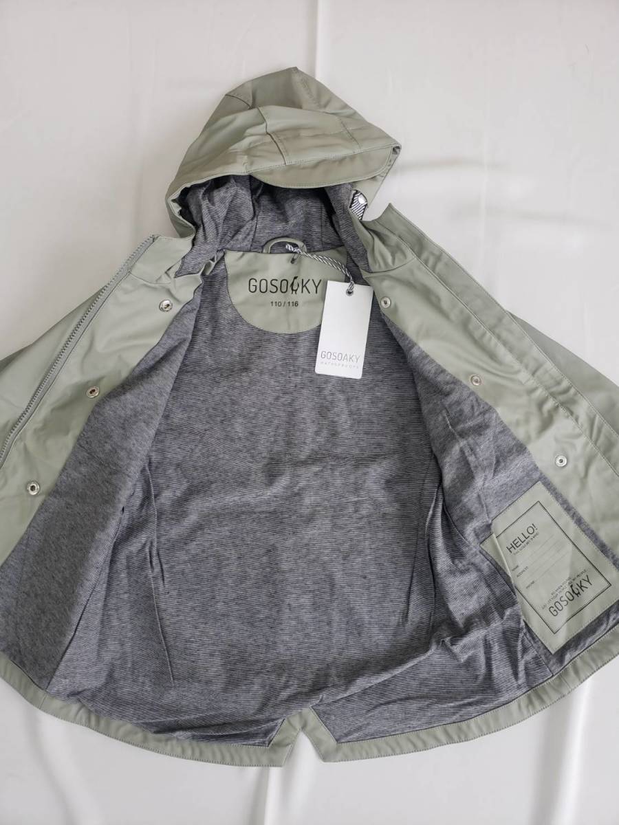 Z14 новый товар не использовался с биркой GOSOAKYgo-so- ключ 110-116 непромокаемая одежда пальто водонепроницаемый обработка Parker Kids ребенок девочка обычная цена 12,800 иен 