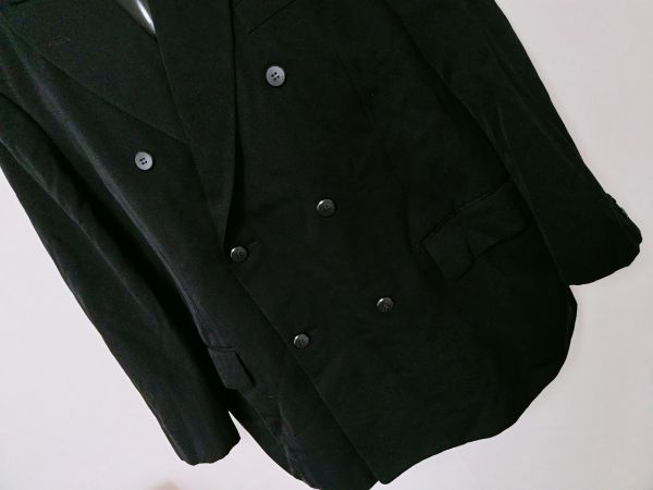 kkaa2236 ■ テーラー柿本 ■ フォーマル ジャケット ダブル ネクタイ付き 黒 ブラック Lサイズくらい_画像3