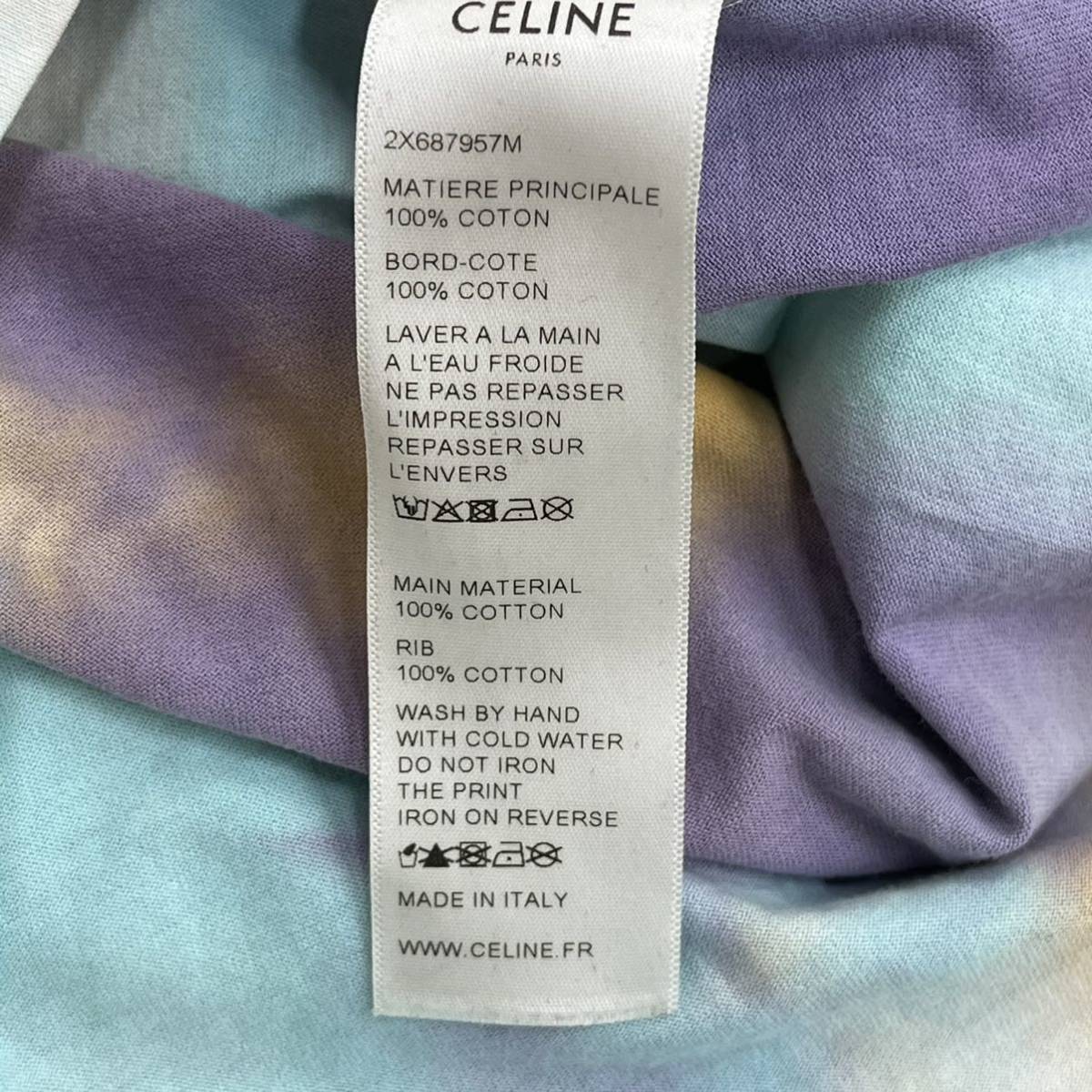 CELINE by Hedi Slimane セリーヌ バイ エディスリマン 21SS スタッズロゴプリント タイダイ ルーズTシャツ 2X687957M_画像7