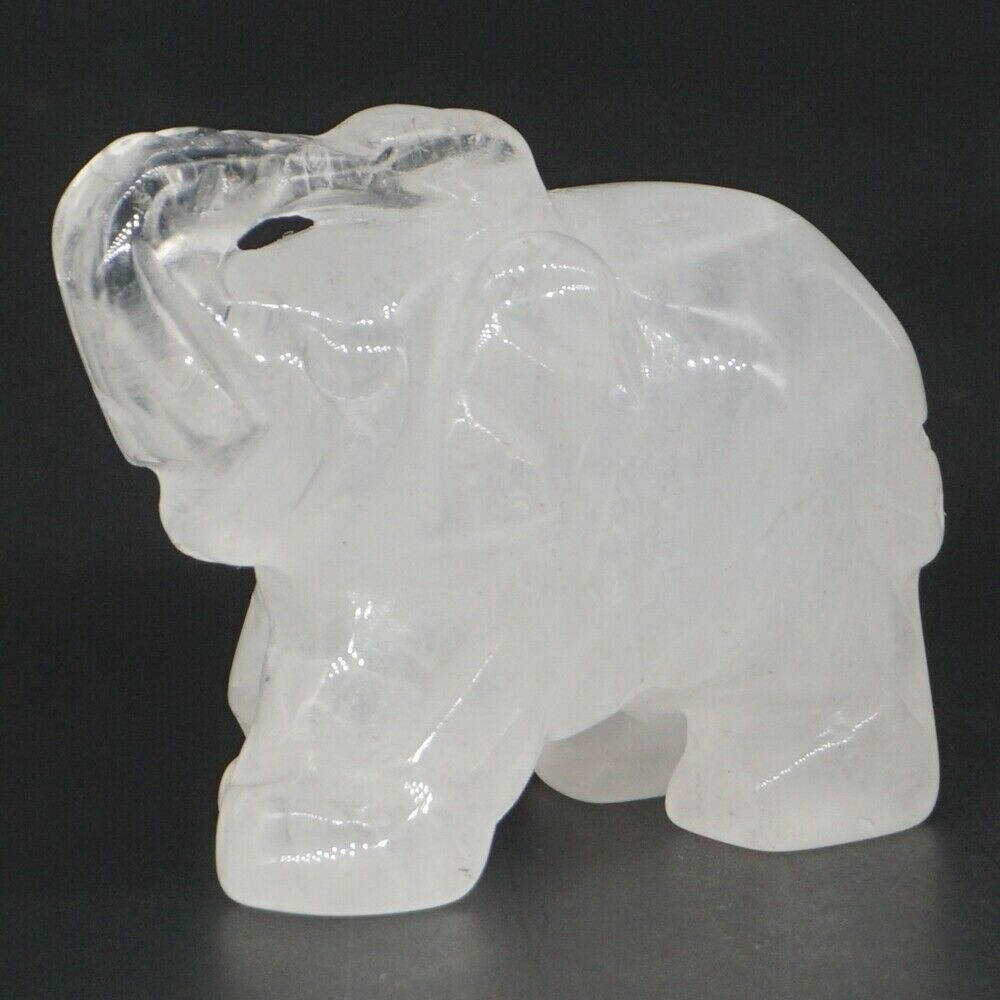 象　天然宝石　石の彫刻　癒し　クリスタル　動物の置物　ラッキーチャーム　ギフト　A2755_⑩クリアクォーツクリスタル