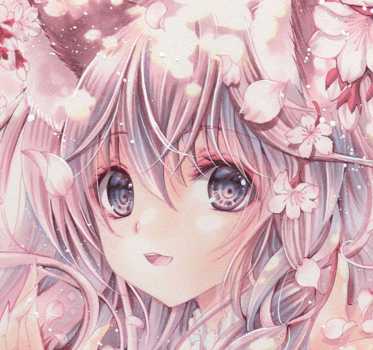 手描きイラスト オリジナル「桜と着物の少女」B4 漫画原稿 手描きイラスト オリジナル「桜と着物の少女」B4 漫画原稿