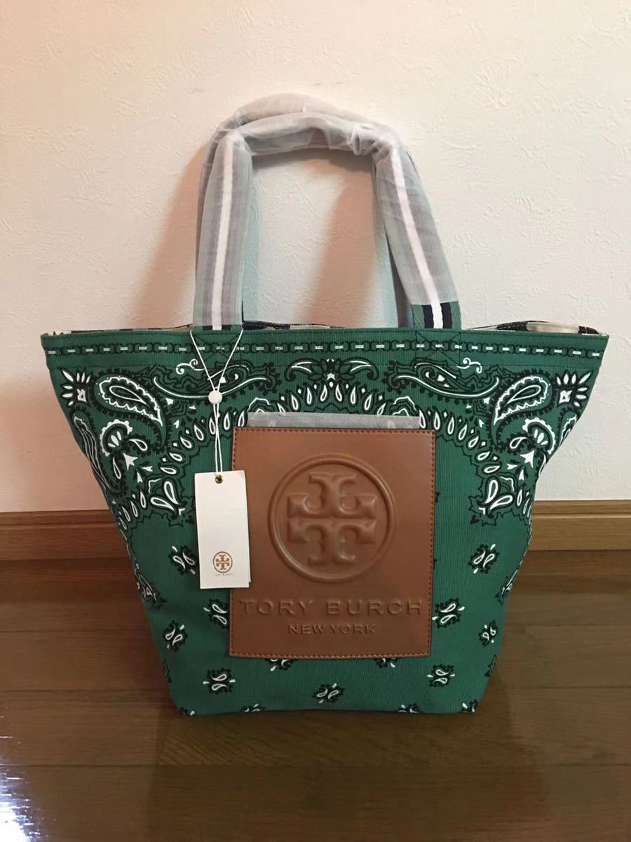 TORY BURCH トリーバーチ トートバッグ GRACIE PRINT CANVAS TOTE GREEN AMERICANA BANDANA  product details | Proxy bidding and ordering service for auctions and  shopping within Japan and the United States - Get the