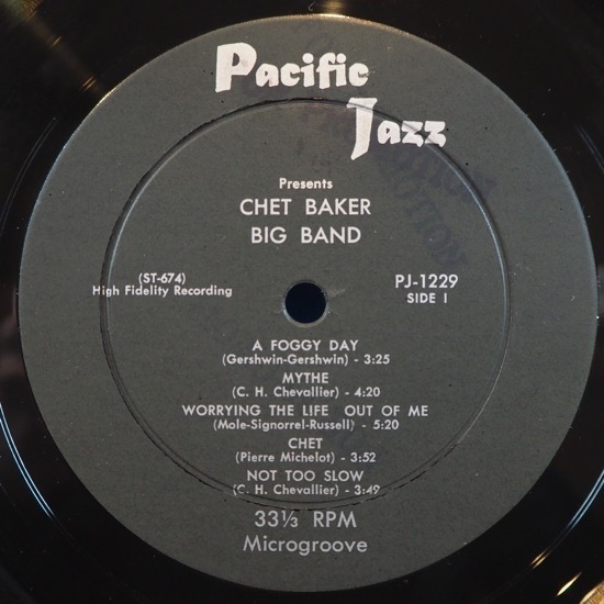 ■美盤! PACIFIC JAZZ! MONO溝盤! ★CHET BAKER BIG BAND★送料無料(条件有り)３千枚＋出品中!★オリジ名盤■_画像3