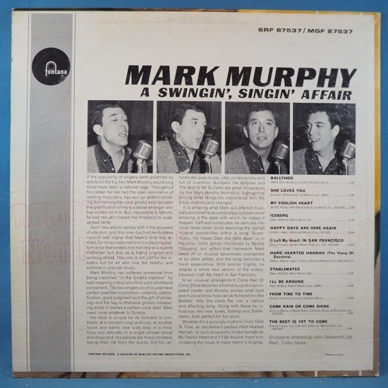 ■プロモ盤! FONTANA! ★MARK MURPHY/SWINGIN' SINGIN' AFFAIR★送料無料(条件有り)３千枚＋出品中!★オリジ名盤■_画像2