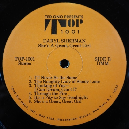 ■小さなNEW YORKのCLUBでのライブ!★DARYL SHERMAN/SHE'S GREAT GREAT GIRL★送料無料(条件有り)３千枚＋出品中!★オリジ名盤■_画像3