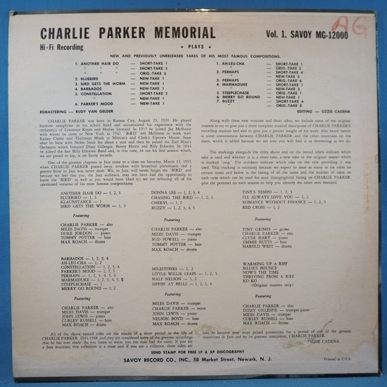 ■1955年!MILES DAVIS!SAVOY!RVG手彫り刻印!★CHARLIE PARKER/MEMORIAL★送料無料(条件有り)３千枚＋出品中!★オリジ名盤■_画像2