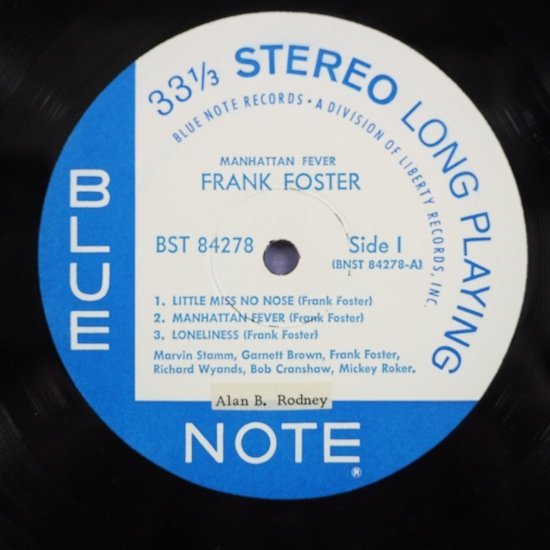 ■VAN GELDER印! 近美品!★FRANK FOSTER/MANHATTAN★BLUE NOTE★送料無料(条件有り)多数出品中!★オリジナル名盤■_画像3