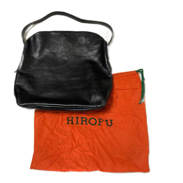 少し豊富な贈り物 HIROFU ワンショルダー レザー バッグ ブラック 牛革