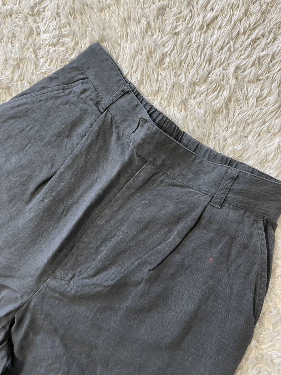 MOUSSY Moussy linen лен широкий брюки size2. чёрный угольно-серый 