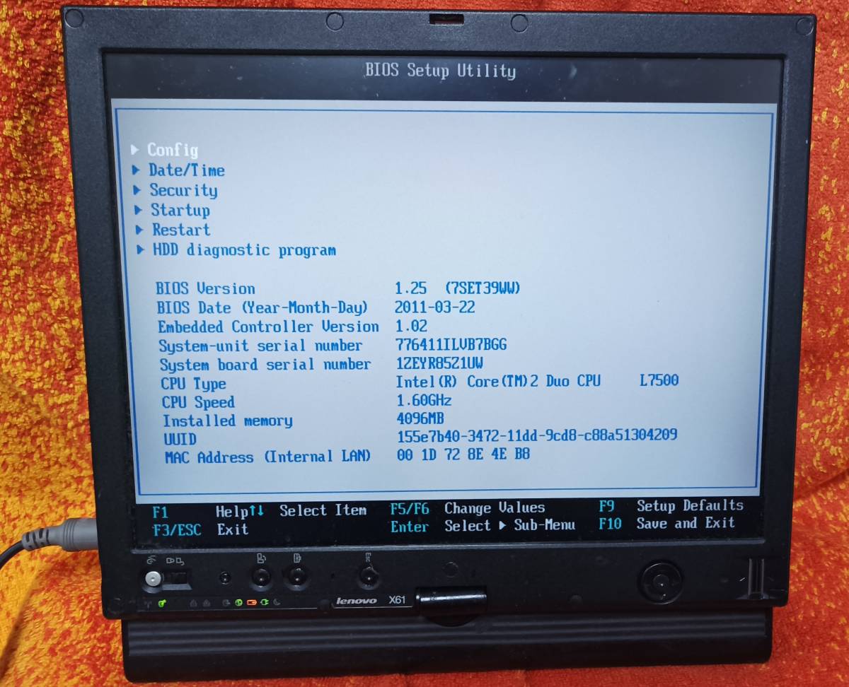 ジャンク【ThinkPad X61 Tablet】2台セット / 1台動作確認済 / IBMロゴ / Core 2 Duo L7500 / 4GB / SSD120GB / Win 10 Pro / ACアダプター_画像3